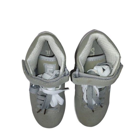 NEW Fila Boys' Vulc Basketball Hightop Shoes Heather Grey/White Size 11½ *Flawed - Picture 6 of 10
